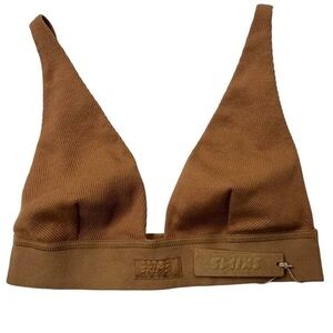 NWT SKIMS Cotton Rib Plunge Bralette •size: medium•